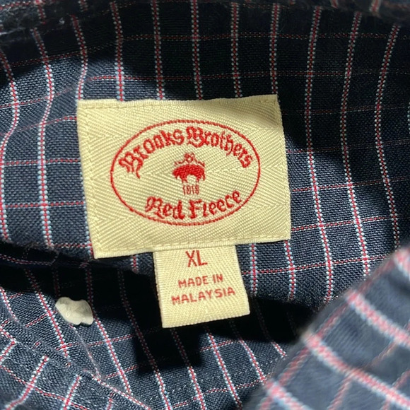 Brooks Brothers Red Fleece Men's Button Down Shirt Size XL‎ Navy Plaid Cotton - Picture 3 of 6